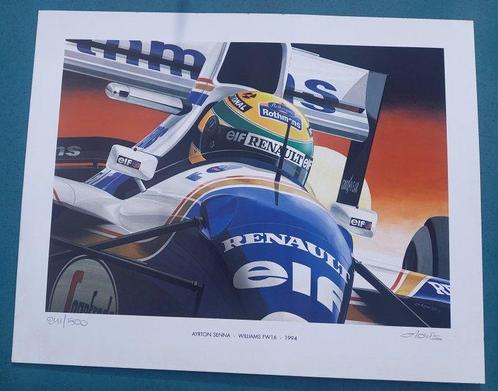 Clovis - Très rare Lithographie  Arton Senna - Williams, Collections, Marques automobiles, Motos & Formules 1