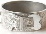 Zilver - Armband - brede bangle, Antiek en Kunst