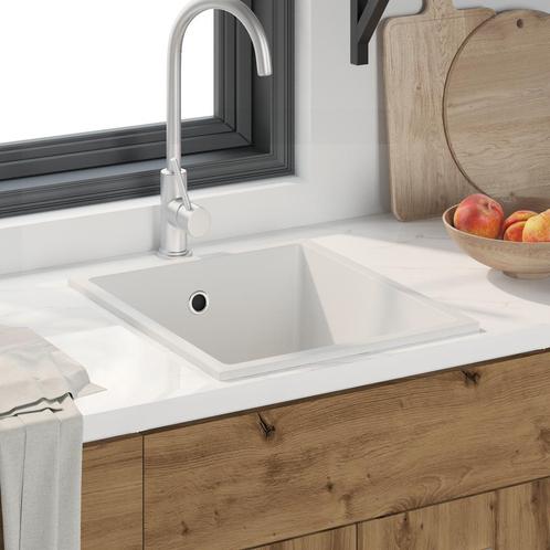 vidaXL Keukensink met Overloopgat in Wit Graniet, Huis en Inrichting, Keuken | Keukenelementen, Nieuw, Verzenden