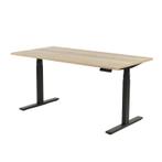 Zit-sta elektrisch bureau zwart, Natuur eiken blad, 160x80, Nieuw in verpakking