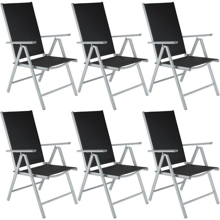 tectake Aluminium tuinstoelen inklapbaar - zilver, Set van 6, Tuin en Terras, Overige Tuin en Terras, Verzenden