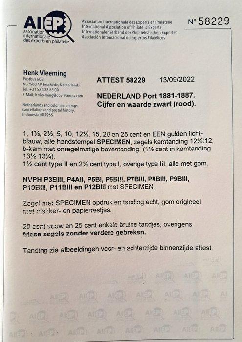 Nederland 1881 - Port P3/12 met opdruk specimen, Postzegels en Munten, Postzegels | Nederland