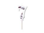 Birthday Candle Number 7, White with Flower Petals, 8 cm, Verzenden, Nieuw