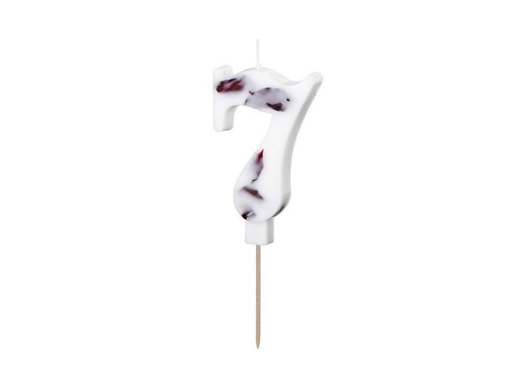Birthday Candle Number 7, White with Flower Petals, 8 cm, Hobby en Vrije tijd, Feestartikelen, Nieuw, Verzenden
