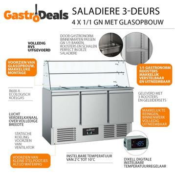 Ecofrost Saladiere 3-deurs met glasopbouw