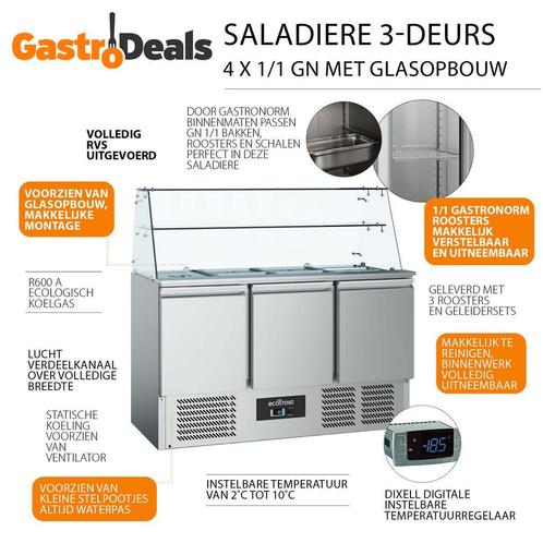 Ecofrost Saladiere 3-deurs met glasopbouw, Zakelijke goederen, Horeca | Overige