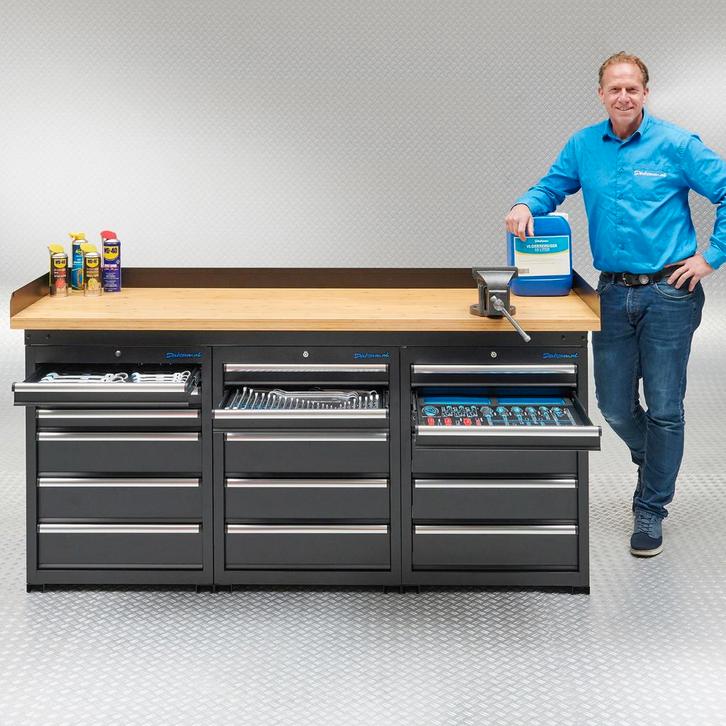 Datona Werkbank PRO met bamboe werkblad en 18 lades - 200, Doe-het-zelf en Bouw, Werkbanken, Ophalen of Verzenden