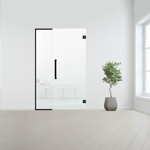 Glazen binnendeur met zijlicht zonder kozijn zwart beslag-Sa, Doe-het-zelf en Bouw, Glas en Ramen, Nieuw, Verzenden
