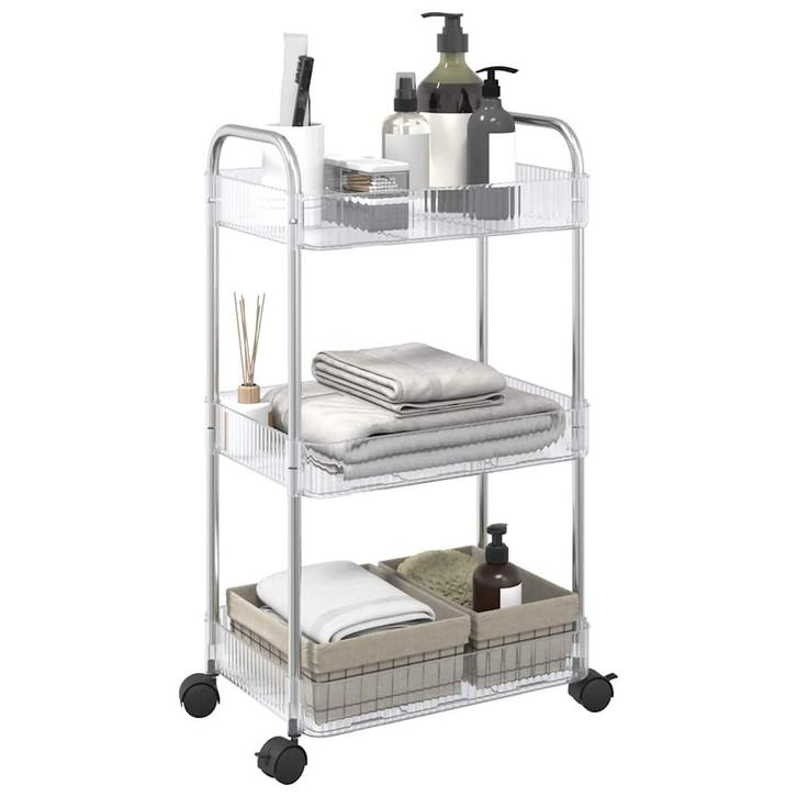 vidaXL Opbergtrolley 3-laags 37x28x68 cm acryl transparant, Doe-het-zelf en Bouw, Gereedschap | Handgereedschap, Nieuw, Verzenden