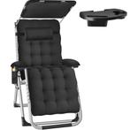 tectake Ligstoel Cloud II met zonnekap, opvouwbaar - zwart,, Tuin en Terras, Verzenden, Nieuw