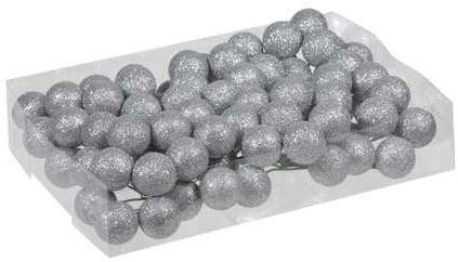 Glitter Kerstballen Zilver 30 mm doosje 10x8 stuks, Huis en Inrichting, Woonaccessoires | Kunstplanten en Kunstbloemen, Nieuw