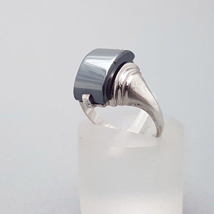 Zilver, Streamline Art Deco Hematiet - Ring, Antiquités & Art, Art | Objets design