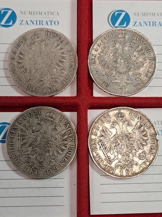 Oostenrijk. Franz Joseph I. Fiorino 1878,1879,1880 x 2, Postzegels en Munten, Munten | Europa | Niet-Euromunten