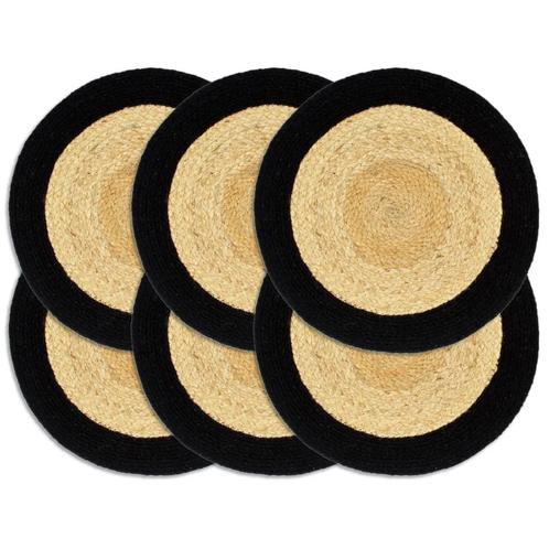 vidaXL Placemats 6 st 38 cm jute en katoen natuurlijk en, Huis en Inrichting, Keuken | Textiel, Nieuw, Verzenden