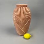 Vaas - Vintage 1980s Art Deco Ribbed Pleated Glass Vase -