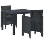 vidaXL Tuin Eettafel Set 3 pcs Antraciet Polt riet, Verzenden, Nieuw