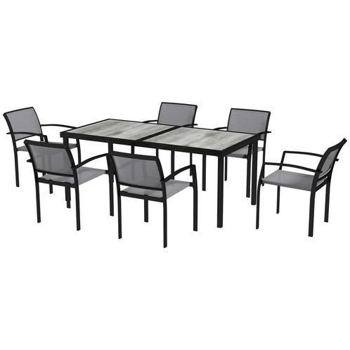 TRUUSK 7-delige Zitgroep - Eettafel voor 6 Personen - Met 6, Tuin en Terras, Tuinsets en Loungesets, Verzenden
