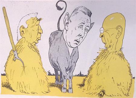 Carel Goseling als ezel uit een fabel op spotprent (Lithos), Antiek en Kunst, Kunst | Litho's en Zeefdrukken, Verzenden