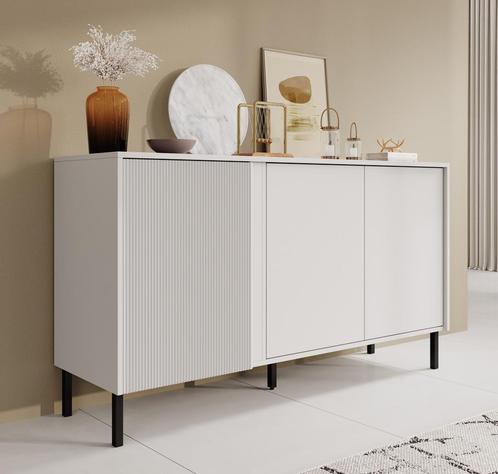 Meubella | Dressoir wit 145cm | Kast met 3 deuren, Huis en Inrichting, Kasten | Dressoirs, 25 tot 50 cm, Nieuw, 100 tot 150 cm