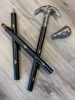 Wandelstok - Koper, Messing, Teakhout, 2 handvaten