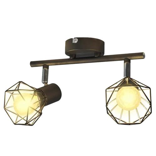 vidaXL Plafondlamp met 2 LEDs industriële stijl zwart, Huis en Inrichting, Lampen | Plafondlampen, Nieuw, Verzenden