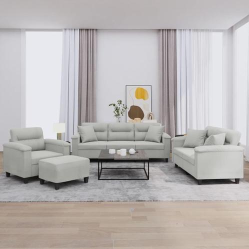 vidaXL 4-delige Loungeset met kussens microvezelstof, Huis en Inrichting, Zetels | Zetels, Nieuw, Verzenden
