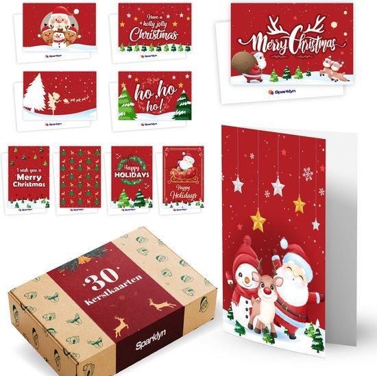 2dekans | Sparklyn 30x Luxe Dubbelzijdige Kerstkaarten met, Diversen, Kerst, Ophalen of Verzenden