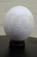 carved Ostrich Egg Taxidermie volledige montage - Struthio, Nieuw