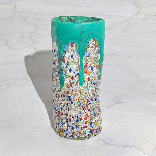 Filippo Maso - Vaas -  Groene vaas met bladzilver en murrine, Antiek en Kunst, Kunst | Designobjecten