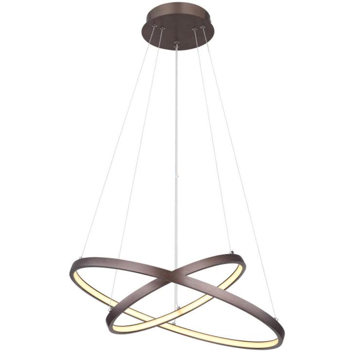 2dekans | Globo Ralph Hanglamp 42W LED – Bruin/Wit – 2, Huis en Inrichting, Lampen | Hanglampen, Ophalen of Verzenden