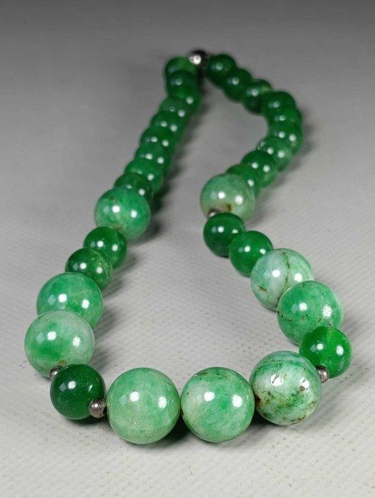 Collier - Argent, jade - Chine - Dynastie Qing (1644–1911) -, Antiek en Kunst, Antiek | Overige Antiek