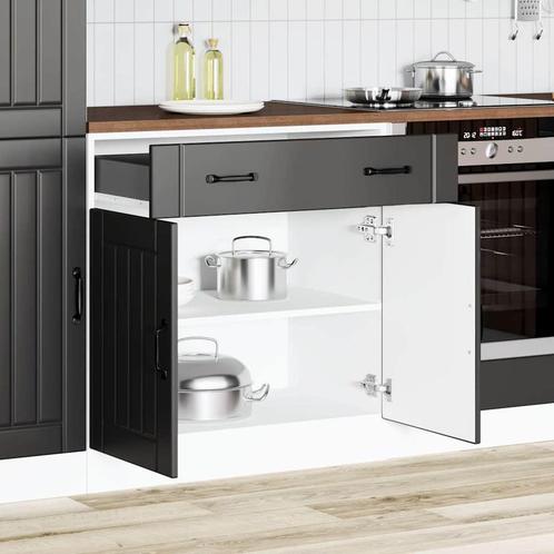vidaXL Keuken onderkast Lucca bewerkt hout zwart, Huis en Inrichting, Kasten | Overige, Nieuw, Verzenden