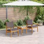 vidaXL Tuinstoel met kussen 2 pcs Bruin Massief acaciahout, Verzenden, Nieuw