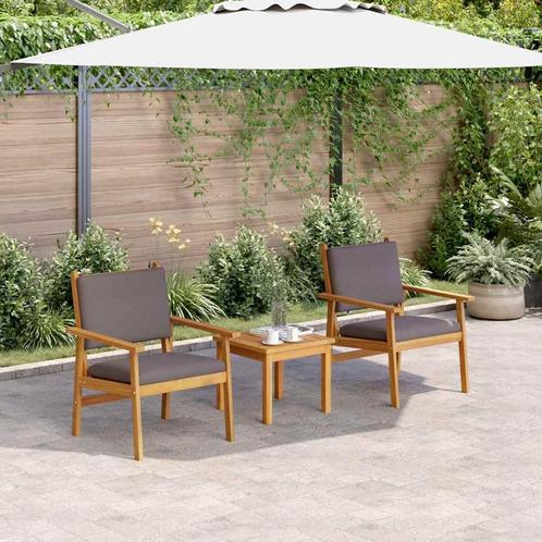 vidaXL Tuinstoel met kussen 2 pcs Bruin Massief acaciahout, Tuin en Terras, Tuinsets en Loungesets, Nieuw, Verzenden