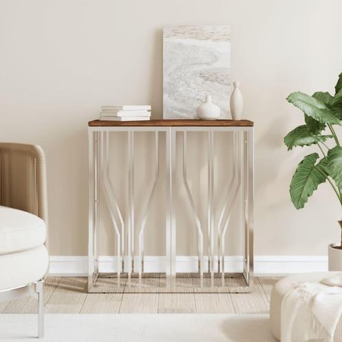 vidaXL Wandtafel roestvrij staal en massief gerecycled hout, Huis en Inrichting, Tafels | Bijzettafels, Nieuw, Verzenden