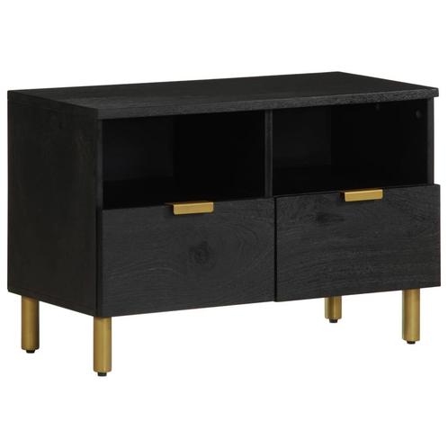 vidaXL Tv-meubel 70x33x46 cm bewerkt hout zwart, Huis en Inrichting, Woonaccessoires | Cd- en Dvd-rekken, Nieuw, Verzenden