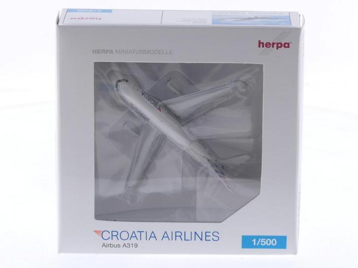 Schaal 1:500 Herpa 502047 Airbus A319 Croatia Airlines Re..., Hobby en Vrije tijd, Modelbouw | Vliegtuigen en Helikopters, Zo goed als nieuw
