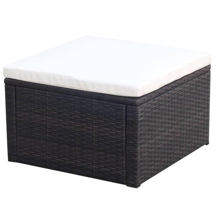 vidaXL Voetenbank/poef bruin 53x53x30 cm poly rattan, Huis en Inrichting, Zetels | Voetbanken en poefs, Nieuw, Verzenden