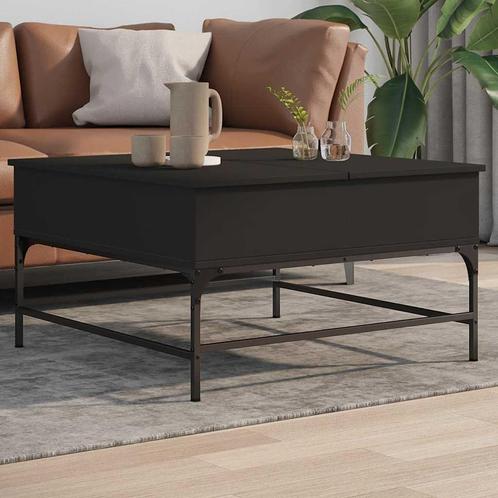 vidaXL Salontafel 80x80x45 cm bewerkt hout en metaal zwart, Huis en Inrichting, Tafels | Salontafels, Nieuw, Verzenden