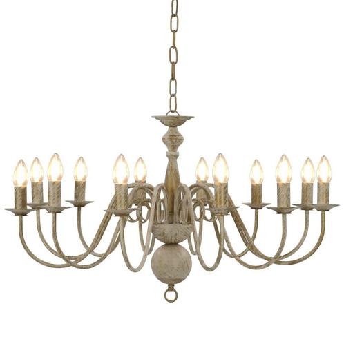 Kroonluchter Antiekwit 12xE14 | Retour Deal | 35% Korting, Huis en Inrichting, Lampen | Kroonluchters, Nieuw, Metaal, Verzenden
