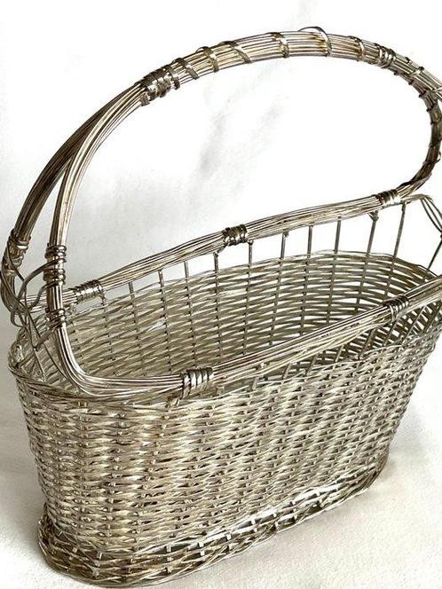 Decanteer mandje voor wijnfles - Panier - métal argenté, Antiek en Kunst, Antiek | Meubels | Tafels