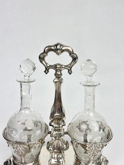 Alphonse Debain - Olie-en-azijnstelletje - Art Nouveau -, Antiek en Kunst, Antiek | Zilver en Goud