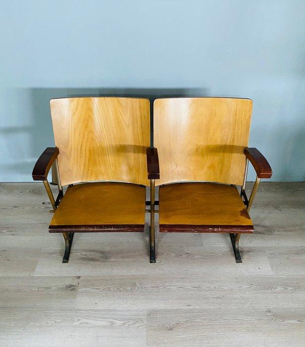 Stoel - Hout, Metaal - Paar bioscoopstoelen, Antiquités & Art, Antiquités | Assiettes décoratives & Carrelages
