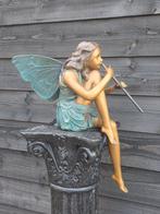 Beeld, Large Bronze Fairy with Flute - 56 cm - Brons, Antiquités & Art