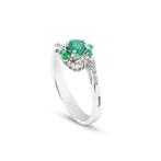 Ring - 18 karaat Witgoud Smaragd - Diamant, Handtassen en Accessoires, Ringen, Nieuw