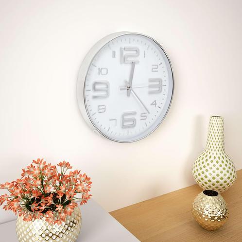 vidaXL Wandklok 30 cm zilverkleurig, Huis en Inrichting, Woonaccessoires | Klokken, Nieuw, Verzenden