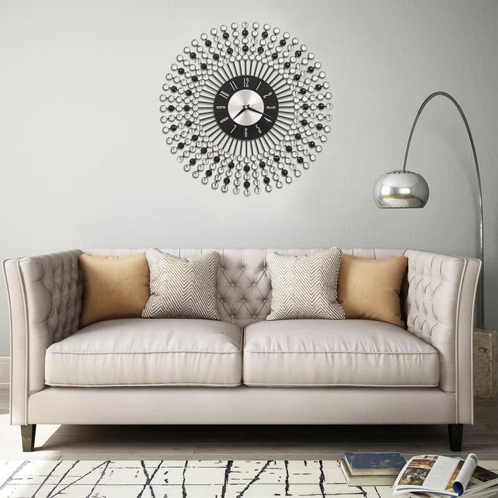 vidaXL Wandklok 43 cm metaal zwart, Huis en Inrichting, Woonaccessoires | Klokken, Nieuw, Verzenden