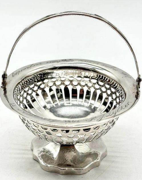 No Reserve-19e Eeuwse zilveren Bonbon/Wolmand met hengsel -, Antiek en Kunst, Antiek | Zilver en Goud