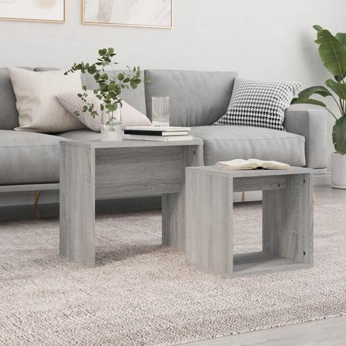 vidaXL 2-delige Tafeltjesset bewerkt hout grijs sonoma, Huis en Inrichting, Tafels | Salontafels, Nieuw, Verzenden