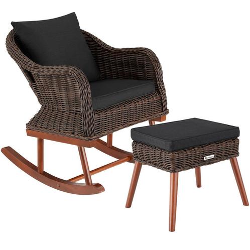 Wicker schommelstoel Rovigo met voetenbank Vibo - bruin, Maison & Meubles, Chaises, Envoi